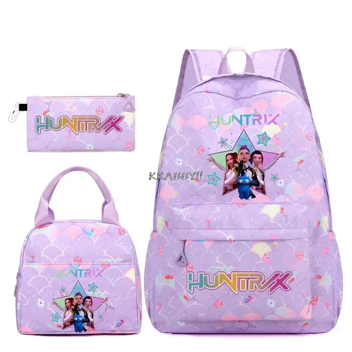 Ensemble de sacs à dos K-pop Demon Hunters, sac à dos de grande capacité, sacs à déjeuner, sacs à cr