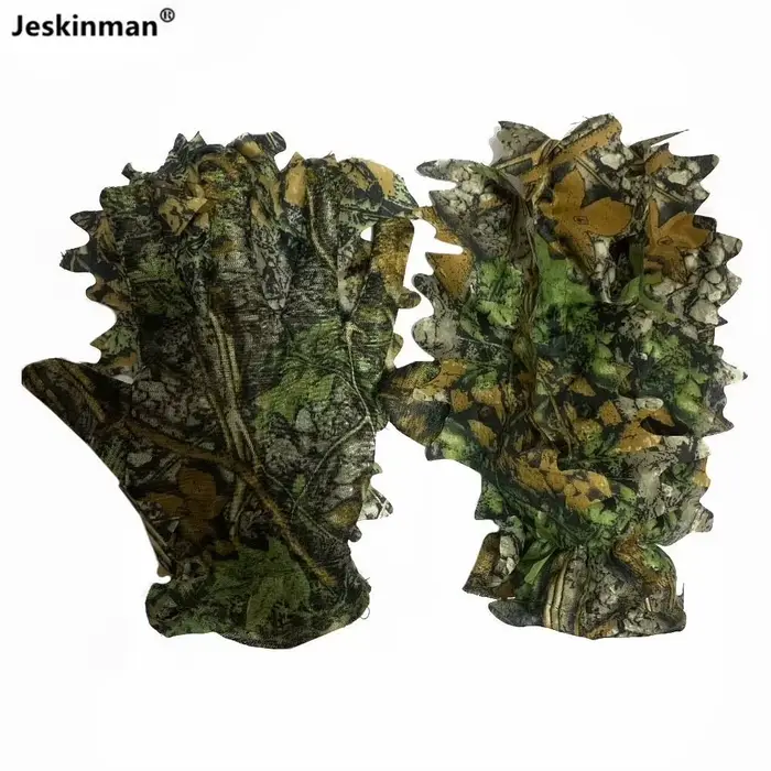 Gants camouflage feuilles d'érable 3D bionique chasse pêche CS Games combat cosplay jungle