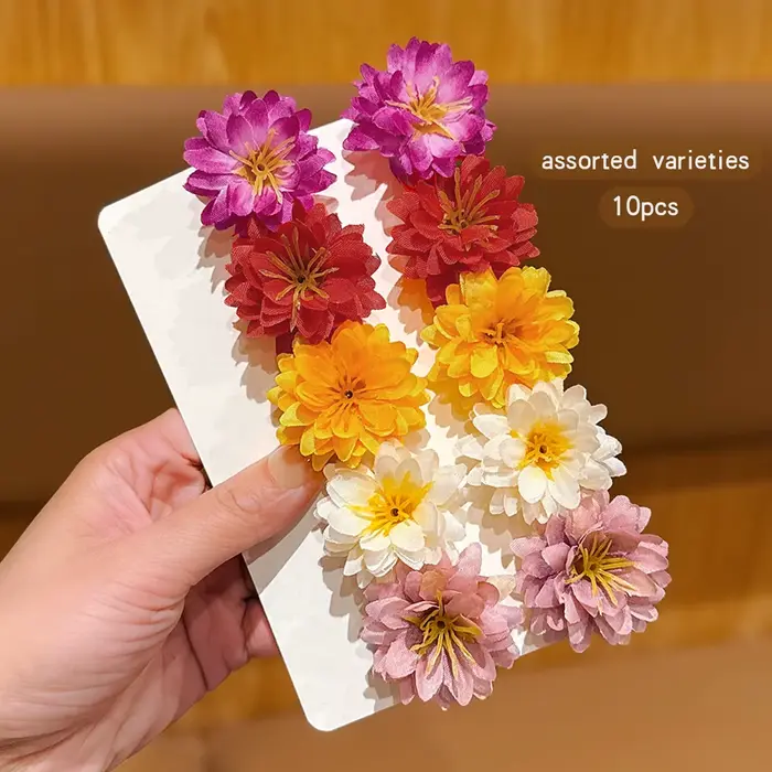 10 pinces à cheveux à fleurs aléatoires colorées pour un usage quotidien comme accessoires pour chev