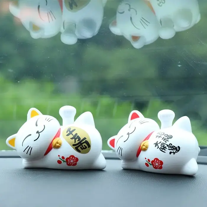 Décoration solaire pour voiture, chat paresseux, dessin animé, design d'intérieur
