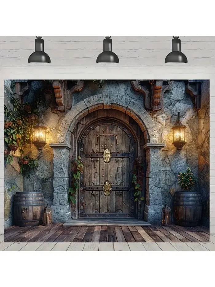 Fond de château médiéval 1 pièce, fond mural de château décoratif, fournitures de fête à thème médié
