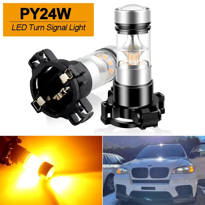 Ampoules LED CAN-bus PY24W 5200s, jaune ambre, sans erreur, pour BMW série 3 4 5 X3 E70 X5 X6 Z4, cl