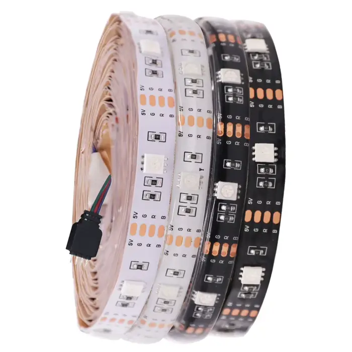 Bande lumineuse LED RGB 5v 5050, Flexible, étanche, 50cm, 1m, 2m, 3m, 4m, 5m, avec prise 4 broches, 