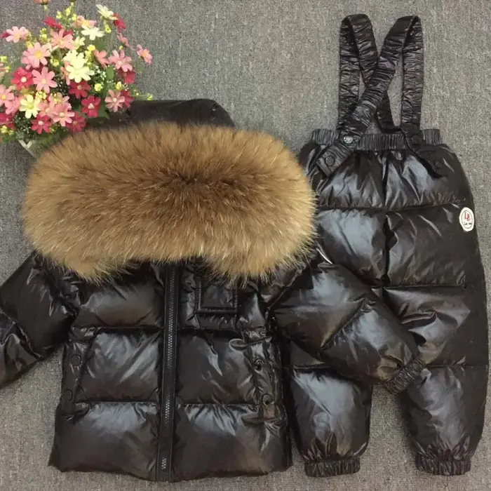 Costume d'hiver russe pour filles, costumes chauds d'hiver pour enfants, veste en duvet de canard + 