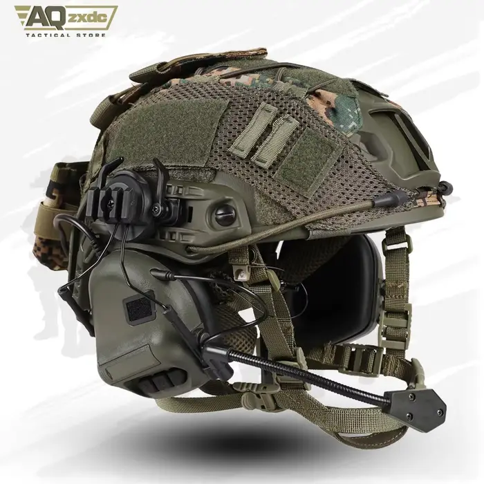 Casque tactique avec casque audio 4en1 chasse - Équipement militaire réglable AQzxdc