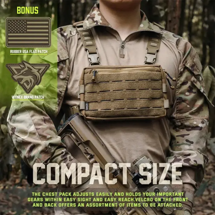 Sac de poitrine Recon en Térilène pour hommes, chasse, camping, course à pied et plein air