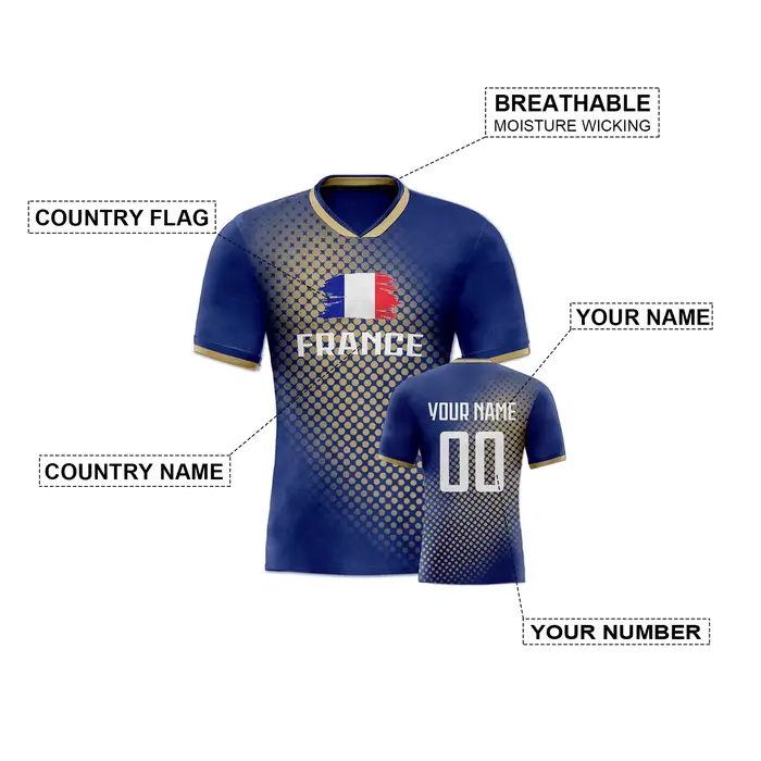 Maillot de football personnalisé France pour hommes