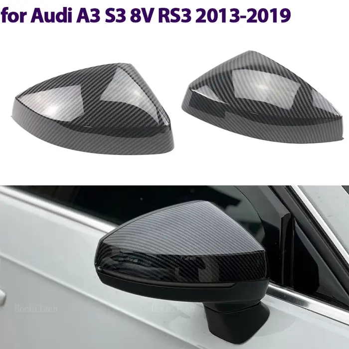 Couvercle de rétroviseur latéral de remplacement, capuchon en Fiber de carbone brillant pour Audi A3