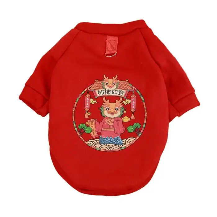 Style chinois Dragon chats manteau dessin animé chaud nouvel an chien sweats à capuche Polyester avec boucle de