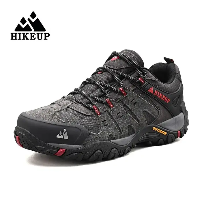 HIKEUP-Chaussures de randonnée en cuir suédé pour homme, baskets d'extérieur résistantes à l'usure, 
