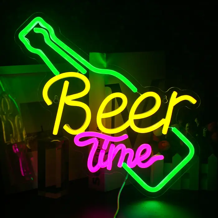 Enseigne au néon LED, heure de la bière, boutique, bar, restaurant, hôtel, lumière décorative, chamb