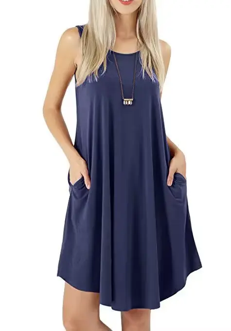 Offre spéciale d'été de la saison, sans manches, avec poches, gilet décontracté, T-shirt, robe mi-lo