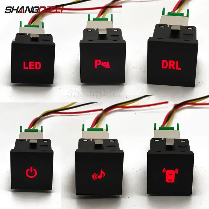 1 Pc voiture rouge LED DRL lumière emballage Radar mise hors tension caméra miroir bouton de commuta