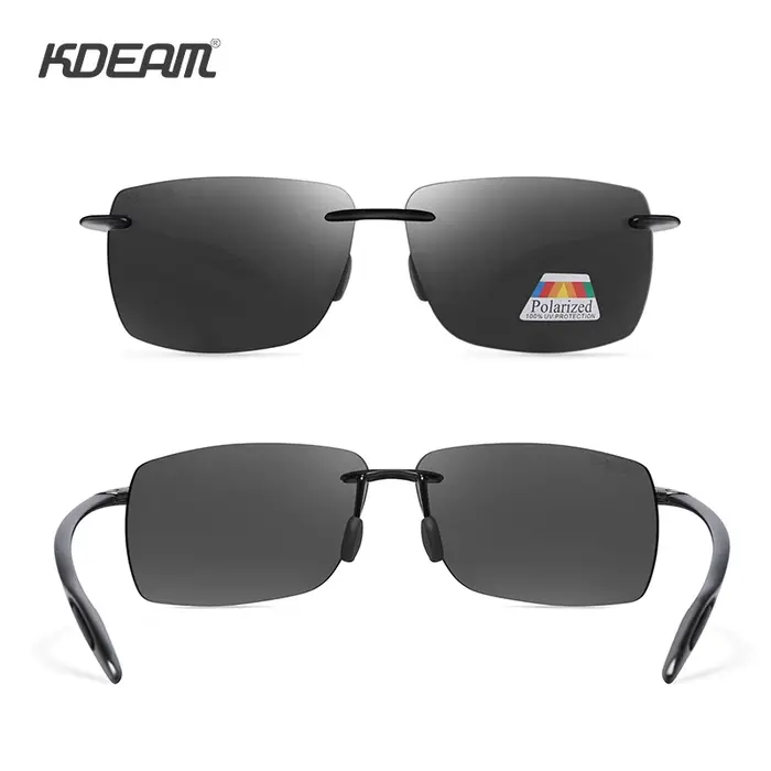 KDEAM – lunettes de soleil rectangulaires sans bords pour hommes, polarisées, ultralégères, matériau