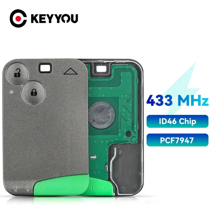 KEYYOU – carte-clé télécommande intelligente à 2 boutons, 433Mhz, transpondeur PCF7947 ID46, pour vo
