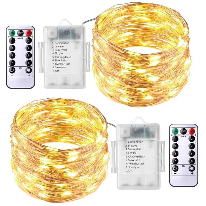 Guirlande lumineuse féerique étanche à piles, décoration de fête de noël et de mariage, télécommande