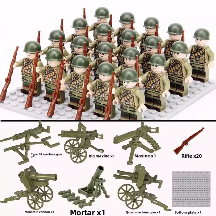 Blocs de construction militaires de la Seconde Guerre mondiale, poupées, figurines, poupées humanoïd