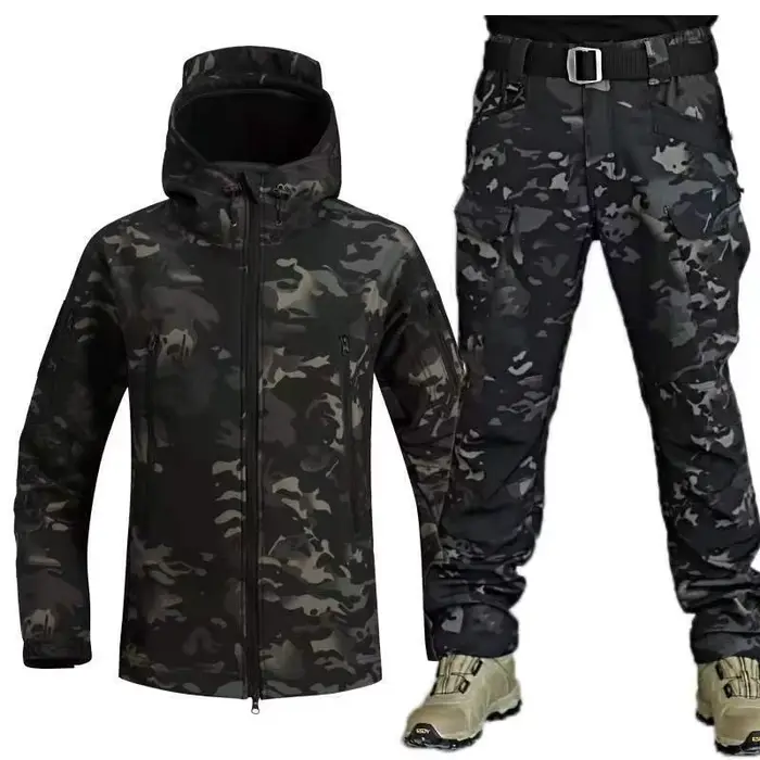 Ensembles de vestes tactiques imperméables d'hiver pour hommes, veste de randonnée et de chasse en s