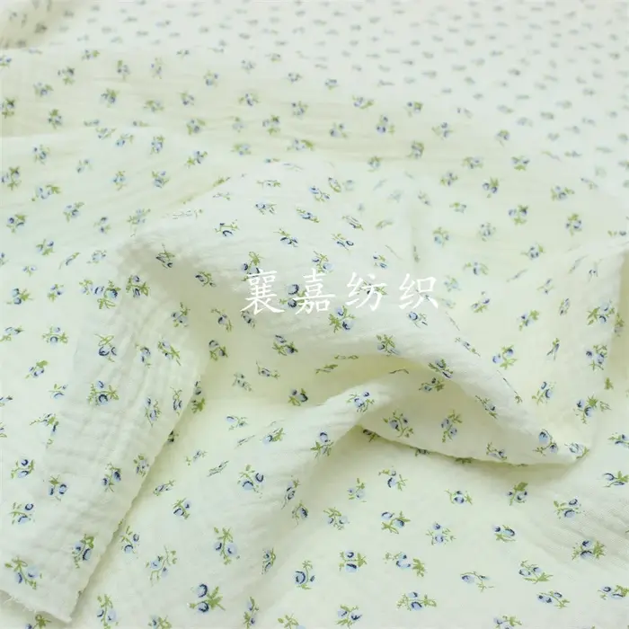 Tissu en gaze de coton Double couche de haute qualité, 135x50cm, avec petit imprimé Floral frais, po