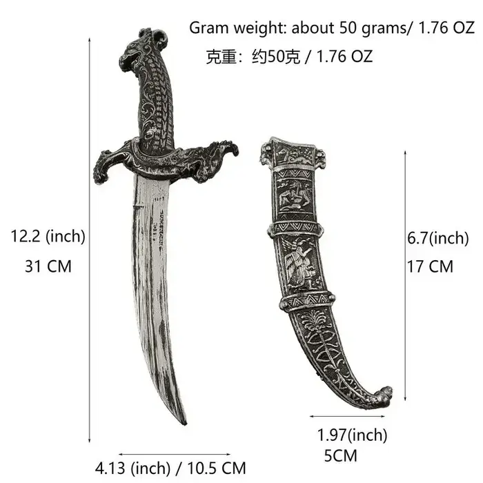 Nouveau Accessoires d'armes d'halloween, poignards en plastique, épées, couteaux squelette de Pirate