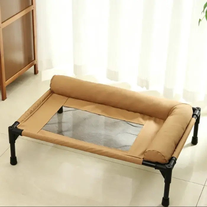 Lit de couchage rafraîchissant pour chien avec oreiller, en maille respirante, lavable, mobilier pou