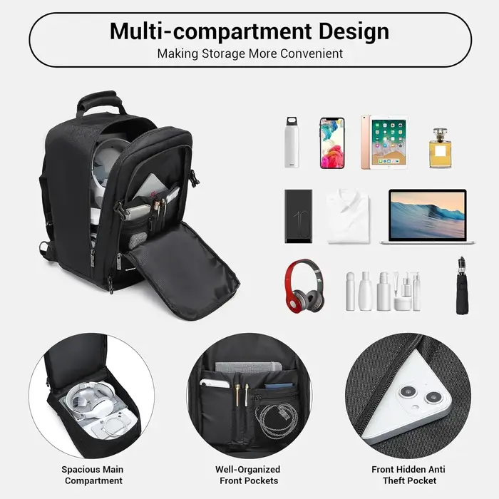 Sac de cabine KONO 40x20x25cm GRS, sac à dos de 20L pour bagage à main Ryanair sous le siège, en pol