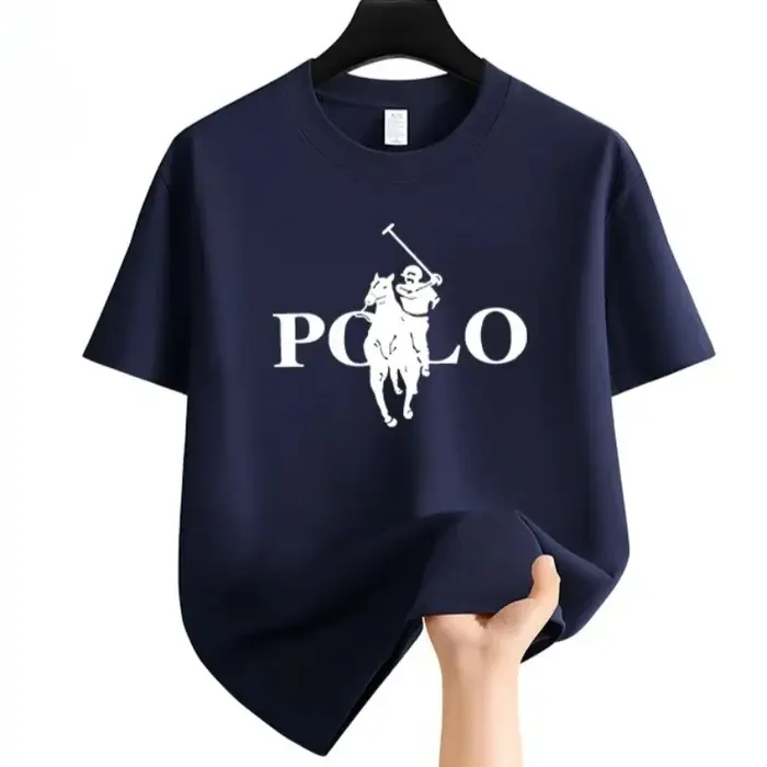 T-shirt en polyester décontracté pour hommes, imprimé, col rond, léger et respirant, parfait pour l'été et les journées décontractées