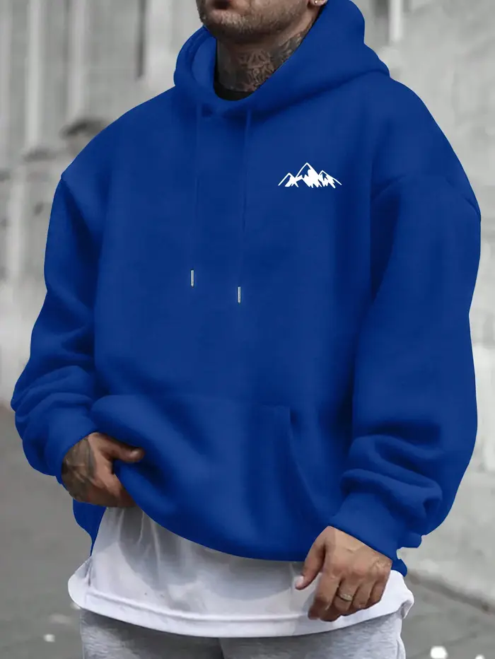 Veste à capuche rose décontractée pour hommes, manches longues imprimées à la mode, vêtements décontractés coupe régulière, design de patte avant de couleurs mélangées