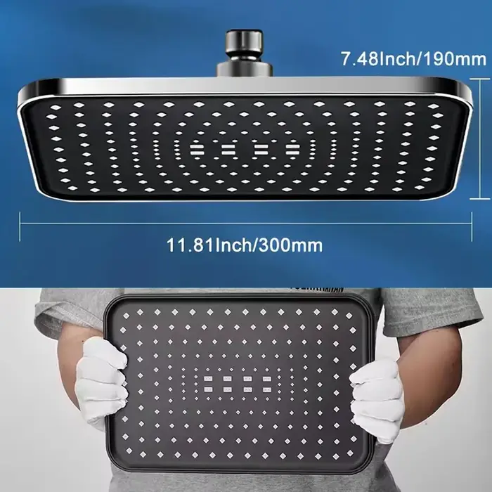 Pomme de douche pluie surplombante 30cm - Tête haute pression grand débit rotation 360° économique en eau