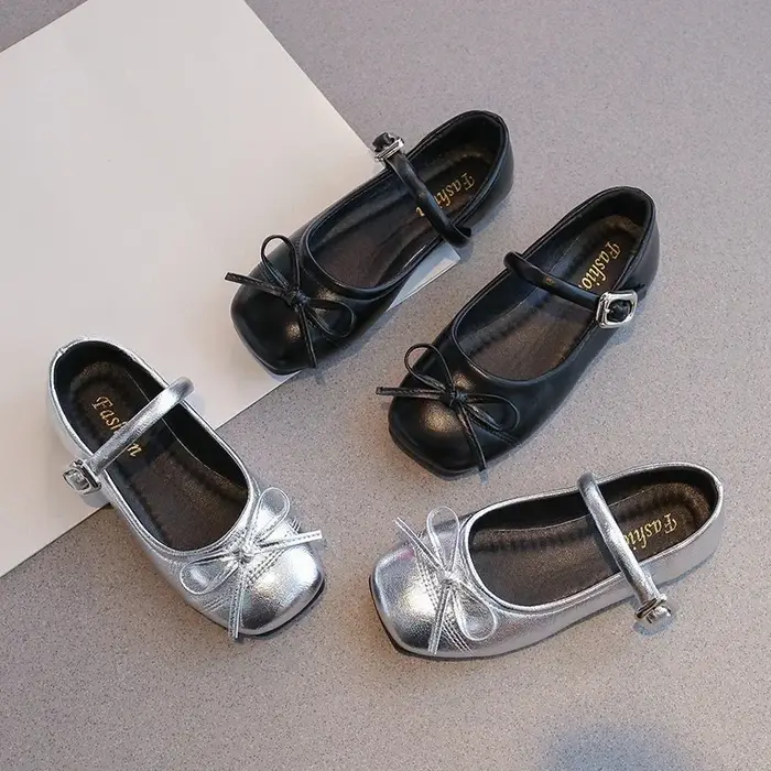 Chaussures de princesse en cuir pour filles, Mary Janes, simples, classiques, avec nœud papillon, Ch