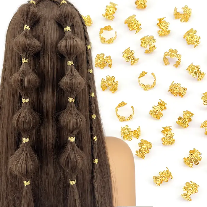 Anneau de tresse de cheveux en alliage en forme de feuille de vigne, 40 pièces, épingle à cheveux Vi