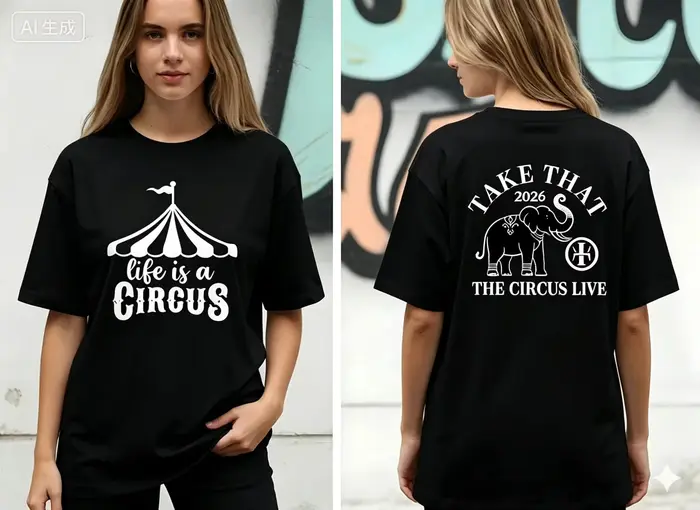 Take That The Circus Live Tour 2026 - T-shirt en coton d'été pour hommes et femmes - Confortable et 