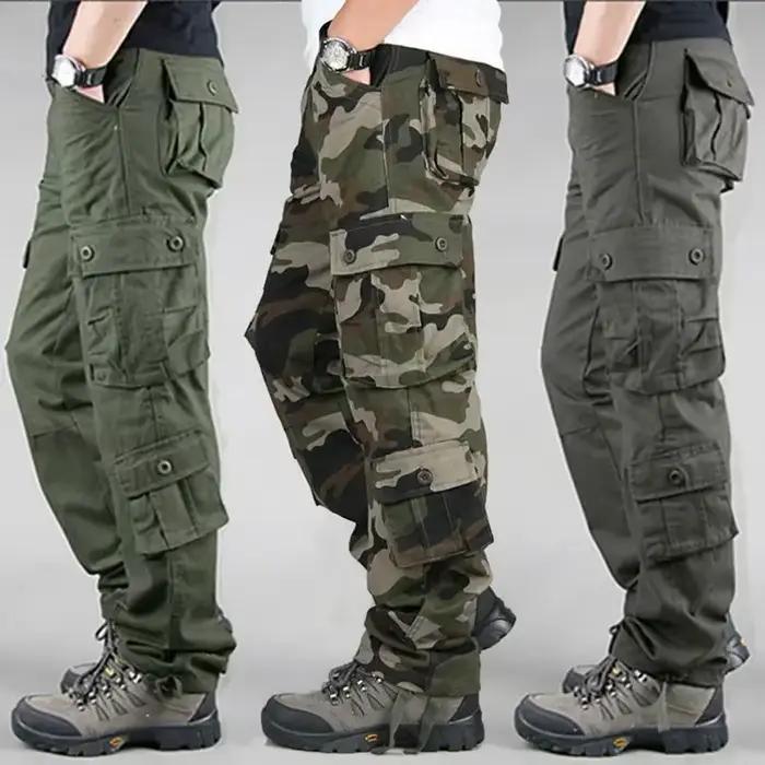 Pantalon de travail chasse homme multi-poches résistant loose outdoor grande taille protection