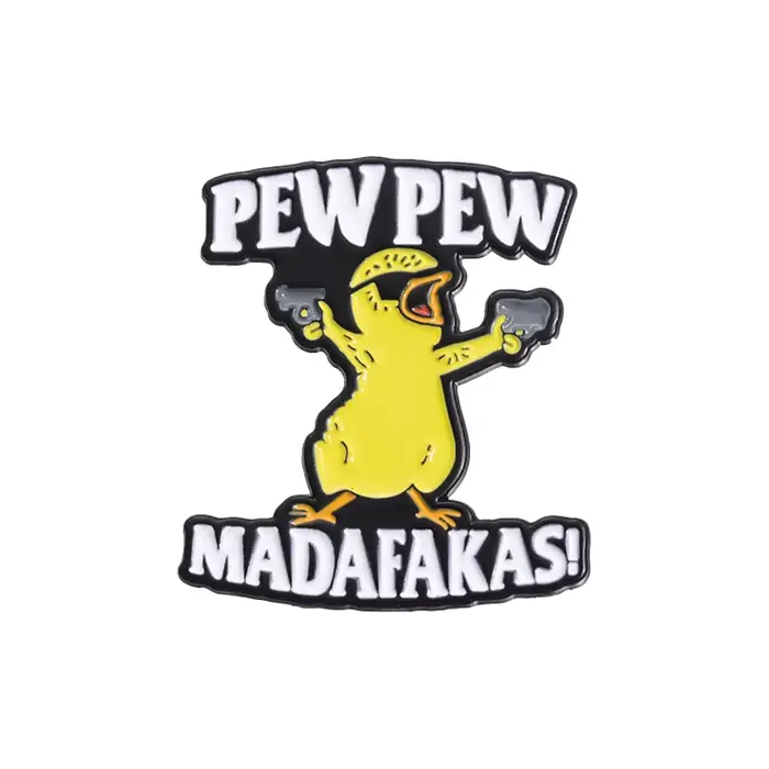Pew Pew Madafakas! Broches en émail de poulet mignon, broches de lunettes de soleil Cool Killer Litt