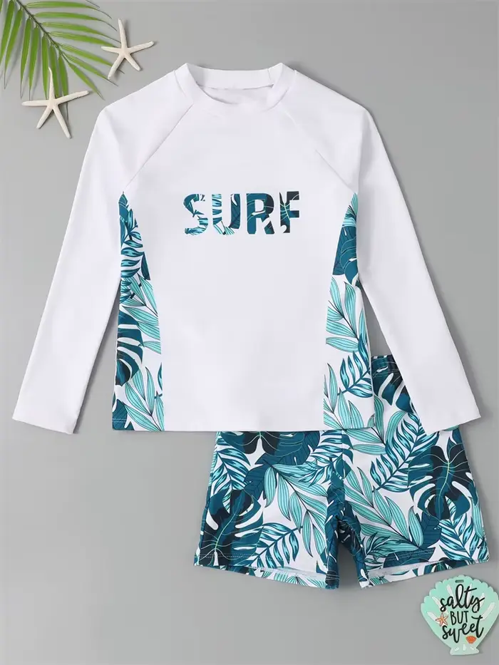 Garçon maillot de bain 2026 nouveau solide et imprimé à manches longues maillots de bain pour enfant