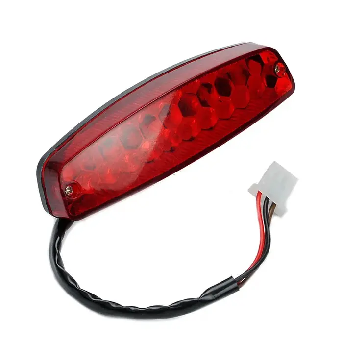 Feu Stop 12V 3 Fils pour VTT, Feu Arrière Rouge pour Moto Tout-Terrain, Lampe de Signalisation, Acce