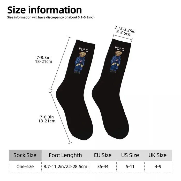 Chaussettes chasse ours en peluche imprimées 3D - Élasticité haute confort unisexe style urbain