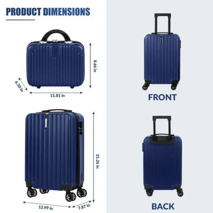 Ensemble de bagages rigides 2 pièces (20"+14") - Spinner gigogne avec 360 °   Roues et serrure TSA, 