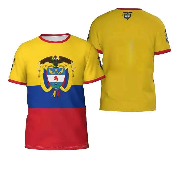 T-Shirt Homme Imprimé Drapeau Colombie Emblème National Pour Hommes Occasions Spéciales Casual Tops à Manches Courtes