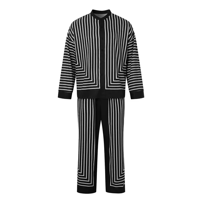 Ensemble décontracté rayé pour homme 2026 – Chemise à manches longues col en V + Pantalon – Tenue 2 