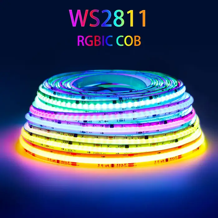 Bande lumineuse LED COB RGBIC WS2811, 360 576 720 diodes/m, adressable, couleur de rêve SPI, Flexibl