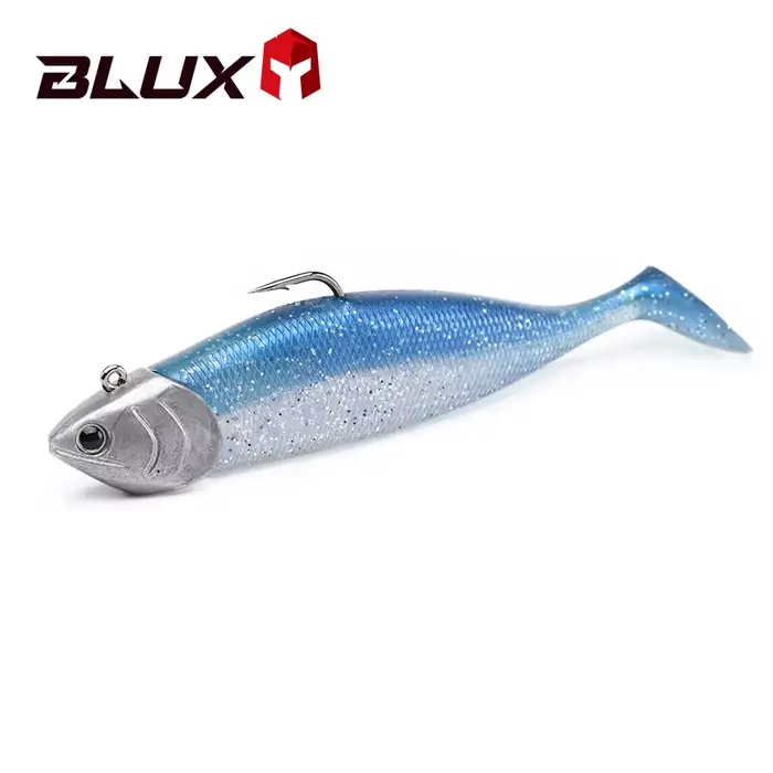 Leurre souple BLUX BLOD SHAD 80-105mm - leurre silicone queue noire pour bar et chasse sous-marine