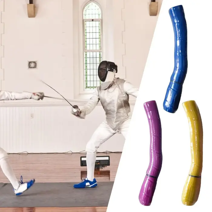 Poignée d'escrime incurvée et droite en caoutchouc, équipement professionnel portable pour l'entraînement au fleuret, au sabre et à l'épée