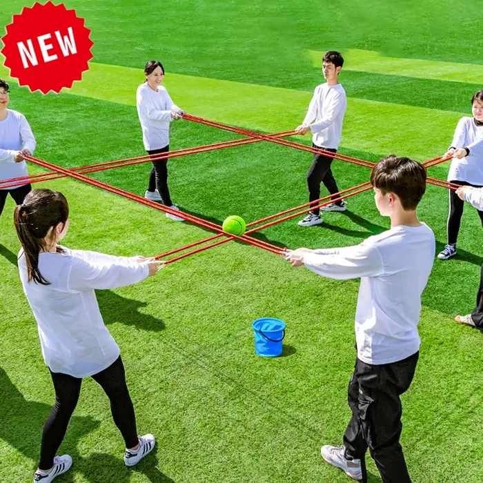 Jeu de travail d'équipe tirer la corde piste attraper la balle jeu de construction