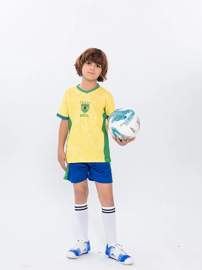 Suruida Maillot de football Brésil pour enfants Ensembles de sport pour garçons et filles Kits de ma