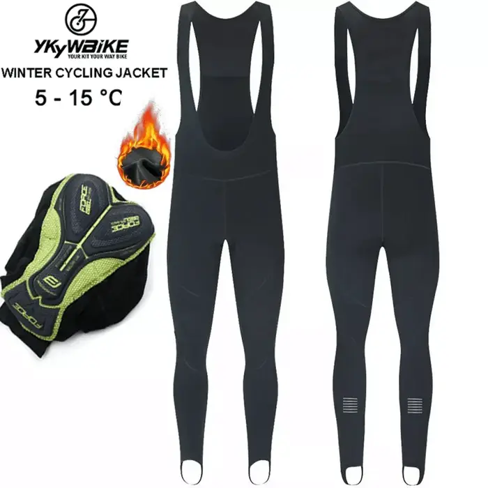 Pantalon de cyclisme YKYWBIKE, pantalon long thermique pour VTT, respirant, avec rembourrage en gel 