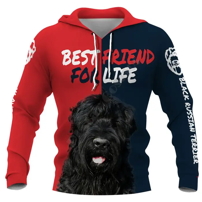 Sweat à capuche Terrier russe noir imprimé 3D pour hommes et femmes, pull PVD, olympiques de cosplay, sweats à capuche à la mode