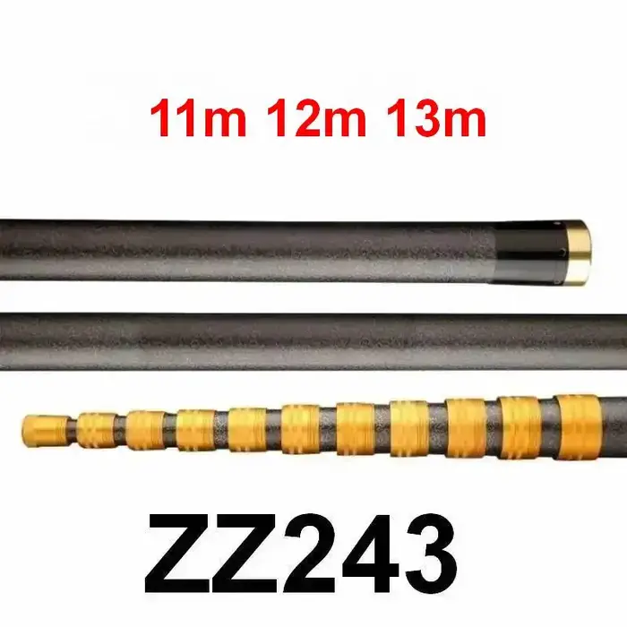 Canne de manutention de filet de pêche ZZ243 en fibre de carbone 11m 12m 13m, longueur pliée 147cm, 