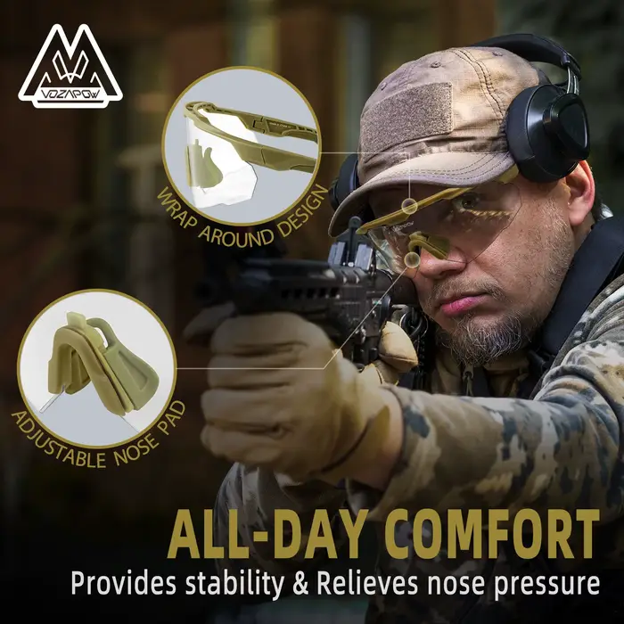Lunettes de tir professionnelles Vozapow UV400 - Goggles airsoft tactique anti-buée Z87.1 pêche alpinisme
