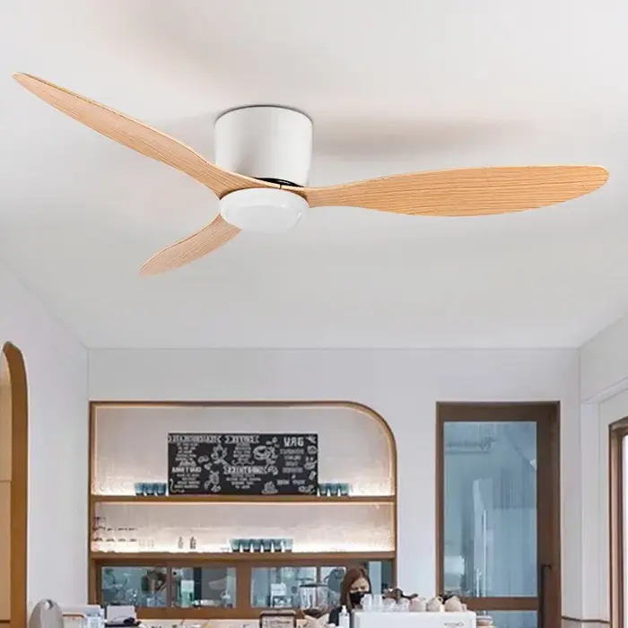 Ventilateur de plafond simple sans lumière avec télécommande, sol bas moderne, moteur CC, noir et bl